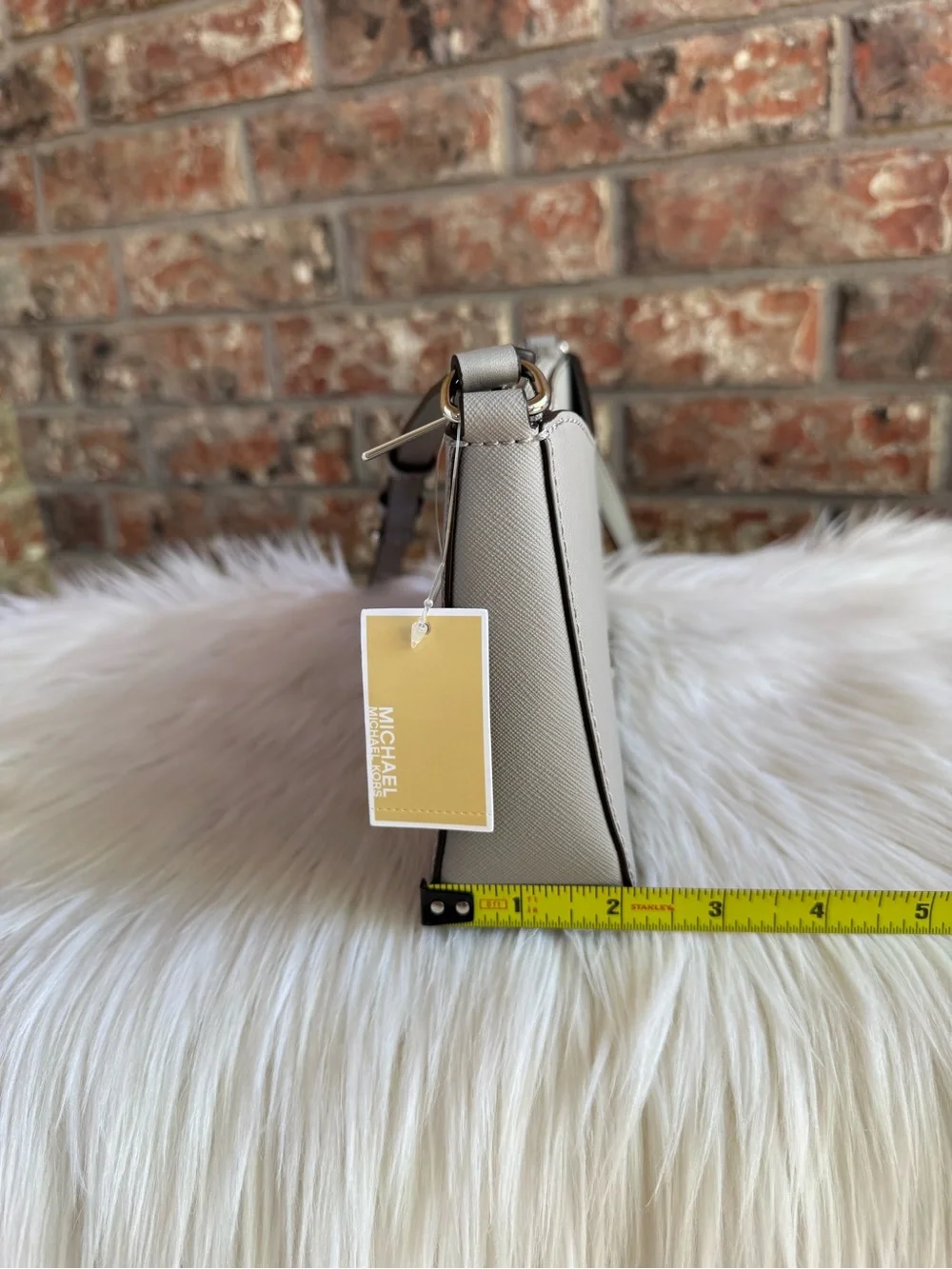 Michael Kors Pebbled Leather Crossbody in Light Gray